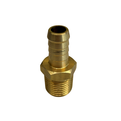 Brass Male Hose Tail ½” BSPM x ½” tail - High Presssure 40 bar (600 psi) brass fitting